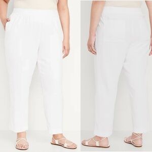 New Old Navy High Rise Linen Blend Straight Pants Comfort  XXL TALL White Beach